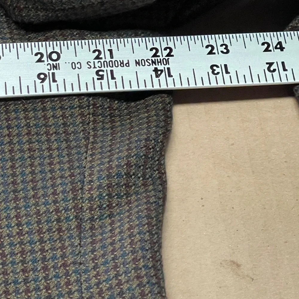 VTG Oscar‎ de la Renta Men's 42L Houndstooth Blazer 100% Wool Brown, Tan, Blue